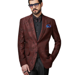 Timeless Maroon Textured Tuxedo Jacket - Sophisticated Style in Sizes S to XL | Jaipurio
